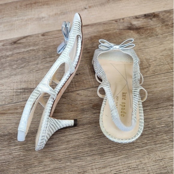 Kate Spade Cream and Silver Heels - Picture 2 of 4